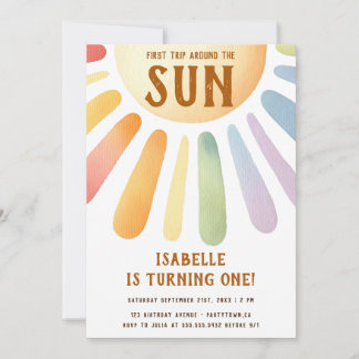Boho Erster Ausflug rund um das Sun 1. Geburtstags Einladung