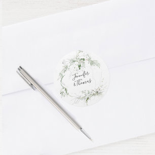 Boho Ethereal Garden Grüne Botanische Hochzeit Runder Aufkleber