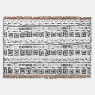 Boho Ethnic Throw Blanket - Schwarzweiß Decke