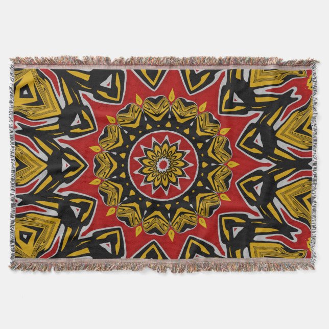 Boho Ethnik-inspirierte Mosaik-Mandala-Kunst Decke (Vorderseite)