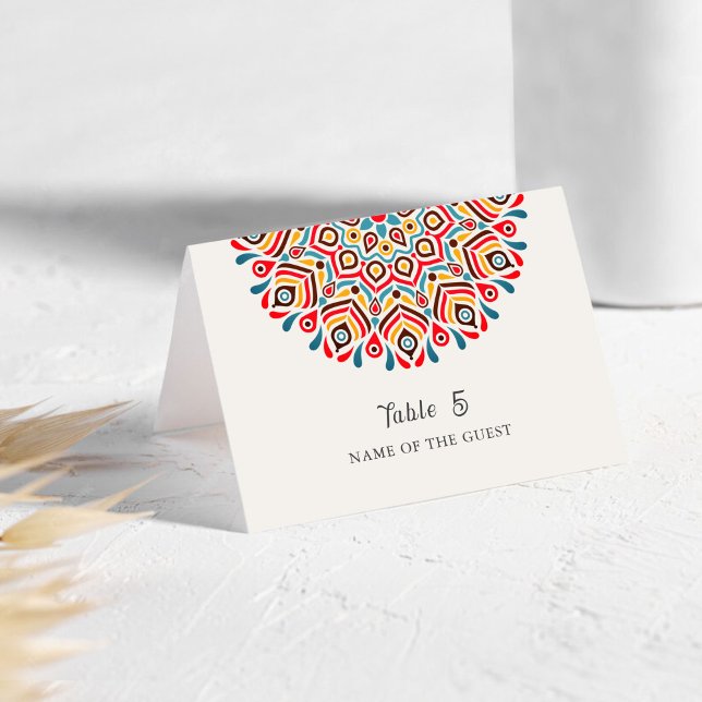 Boho-Ethno-Blumen-Mandala-Hochzeitsplatzkarte Tischnummer (Von Creator hochgeladen)