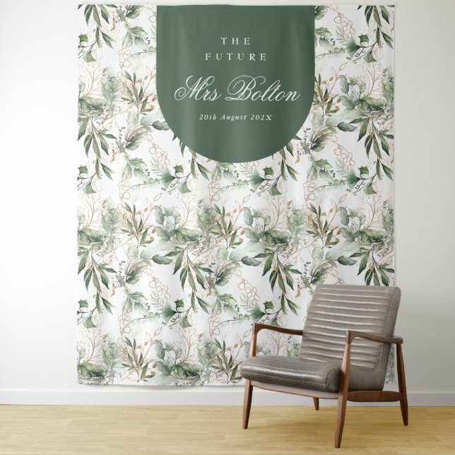 Boho Eucalyptus Arch Pampas Brautparty Hintergrund Wandteppich (Beispiel)
