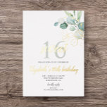 Boho Eucalyptus Blätter Sweet 16 Foil Einladung<br><div class="desc">Boho grüne Eukalyptus Blätter.</div>