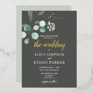 Boho Eucalyptus Blätter Wedding Foil Einladung