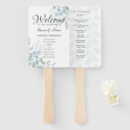 Boho Eucalyptus Dusty Blue Wedding Program Fächer