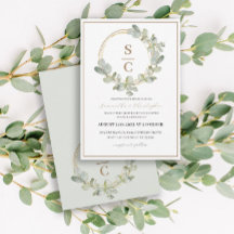 Boho Eucalyptus Green & Gold Wreath Wedding