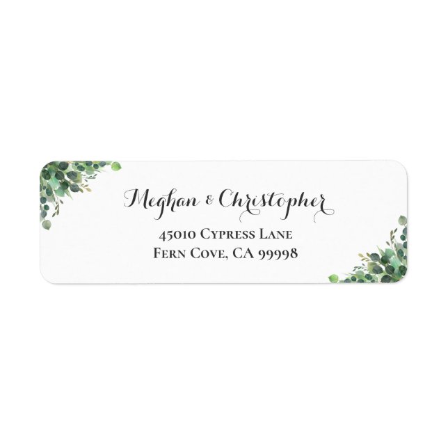 Boho Eucalyptus Leaf Wedding Return Address Label (Vorne)