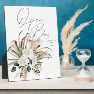 Boho Eucalyptus Pampas & Floral Open Bar Sign 2 Fotoplatte