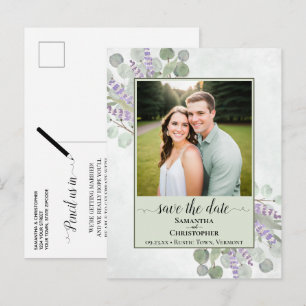 Boho Eucalyptus Salbei Hochzeit Save the Date Foto Ankündigungspostkarte