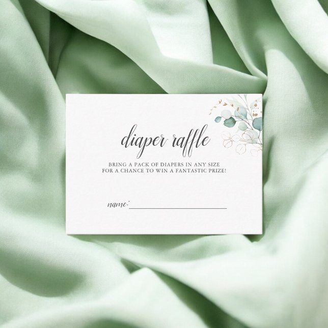 Boho Eucalyptus Verlasse Baby Shower Diaper Raffle Begleitkarte (Von Creator hochgeladen)