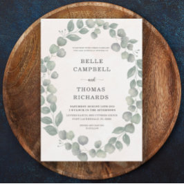 Boho Eucalyputus Sage & Orange Wedding Einladung