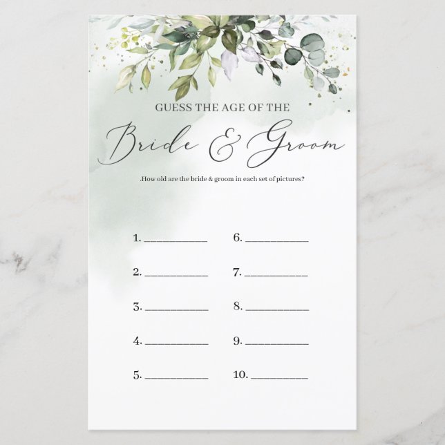 Boho Eukalyptus foliage Guess The Age Foto Game (Vorderseite)