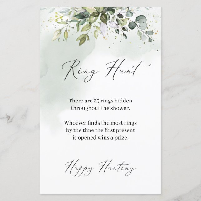 Boho Eukalyptus grünes Blattwerk Ringer Jagdspiel (Vorderseite)