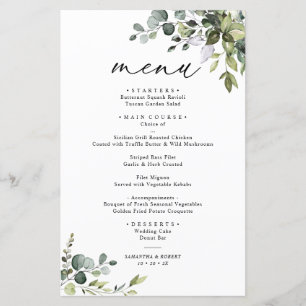 Boho-Eukalyptus-Grünzeug Einfaches Hochzeitsmenü