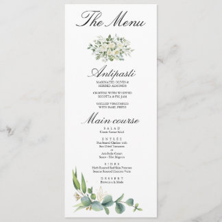 Boho-Eukalyptus-Grünzeug Sommerhochzeit Menükarte