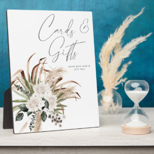 Boho Eukalyptus Pampas Beige Blumenkarten Geschenk Fotoplatte