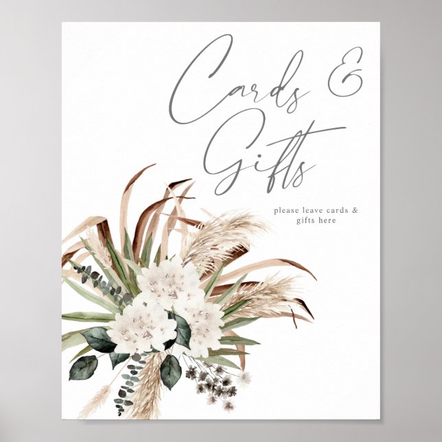 Boho Eukalyptus Pampas Blumenkarten und Geschenksi Poster (Vorne)