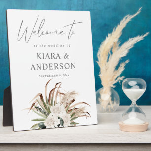 Boho Eukalyptus Pampas & Floral Welcome Plaque Fotoplatte