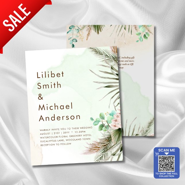 BOHO Eukalyptus Pampas Grass Greenerity Wedding Flyer (Von Creator hochgeladen)