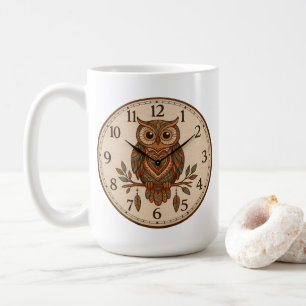 Boho-Eule Große Wanduhr Kaffeetasse
