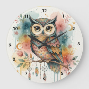 Boho-Eule-Großuhr  Große Wanduhr