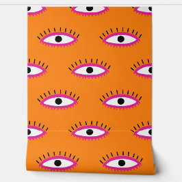 BOHO Evil Eye Muster Burnt Orange Retro Funky Tapete