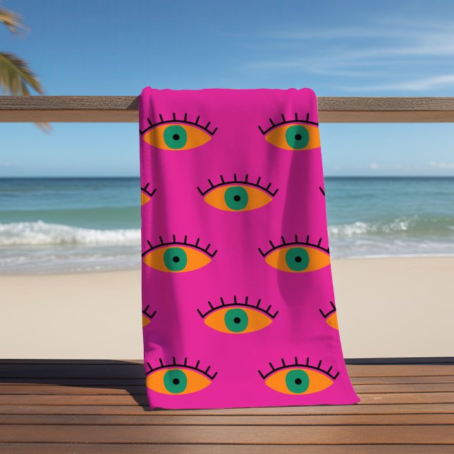 BOHO Evil Eye Pattern Funky Fuchsia Fun Strandtuch (Von Creator hochgeladen)
