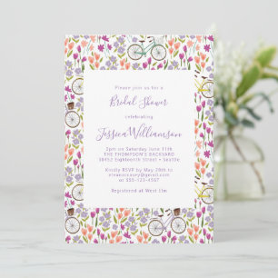 Boho-Fahrrad-Blumen-Script-Chic-Junggesellinnenabs Einladung