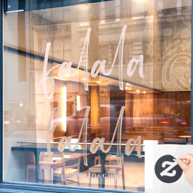 Boho Falala Script Pink & Brown Fensteraufkleber (Café-Fenster)