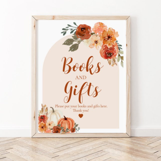 Boho Fall A Little Pumpkin Herbst Bücher und Gesch Poster (Von Creator hochgeladen)