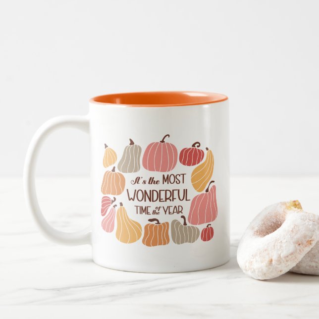Boho Fall Autumn Zitat Zweifarbige Tasse (Mit Donut)