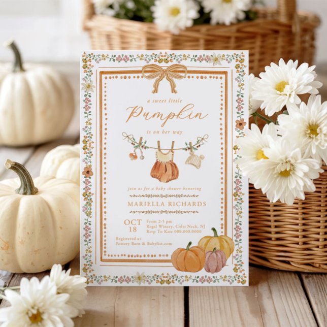 Boho Fall Baby Dusche für Little Pumpkin Girl Einladung (Von Creator hochgeladen)
