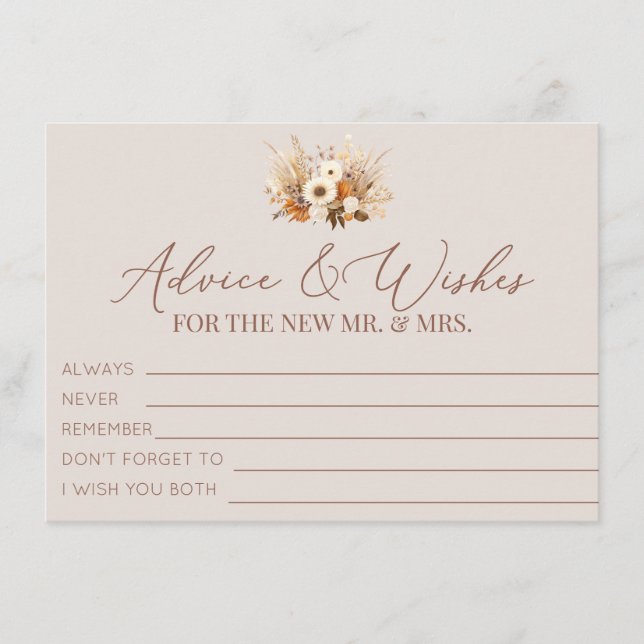 Boho Fall Blume Beratung und Wünsche Begleitkarte (Vorderseite)