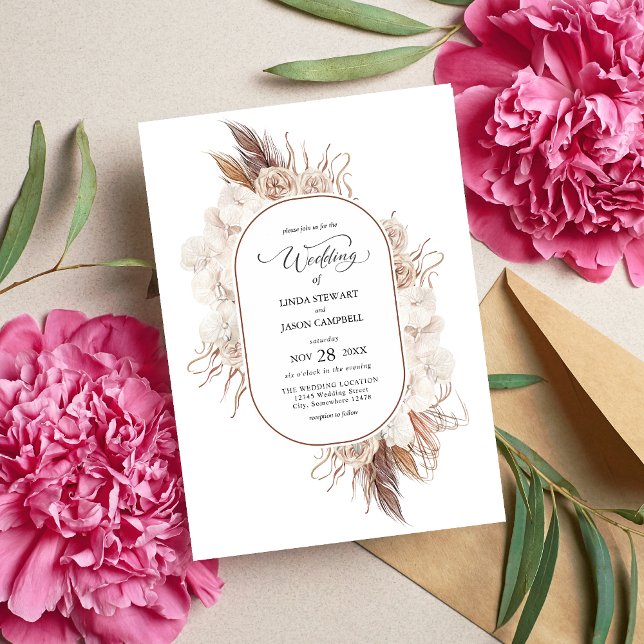 Boho Fall Blume Hochzeit Einladung (Von Creator hochgeladen)