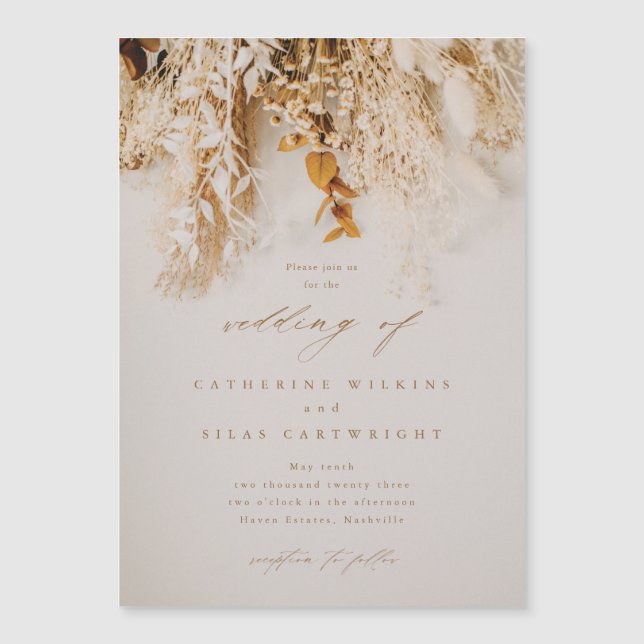 Boho Fall Blume Hochzeit Magneteinladung (Vorderseite)