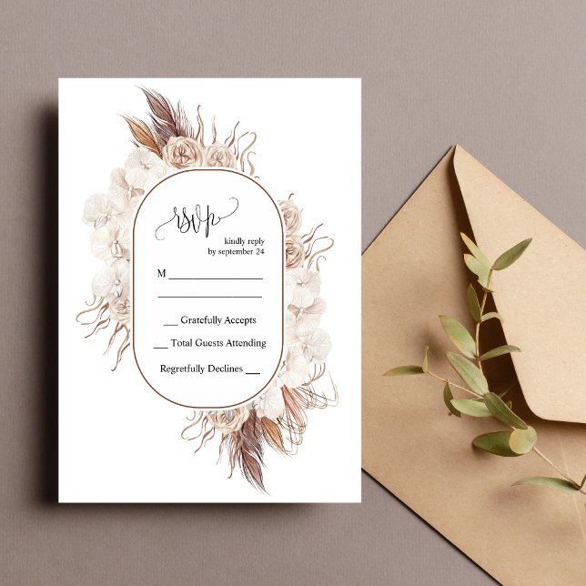 Boho Fall Blume Hochzeit-RSVP-Karte Einladung (Von Creator hochgeladen)