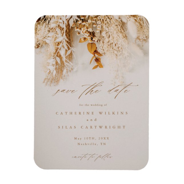 Boho Fall-Blume Hochzeiten speichern das Datum Magnet (Vertikal)