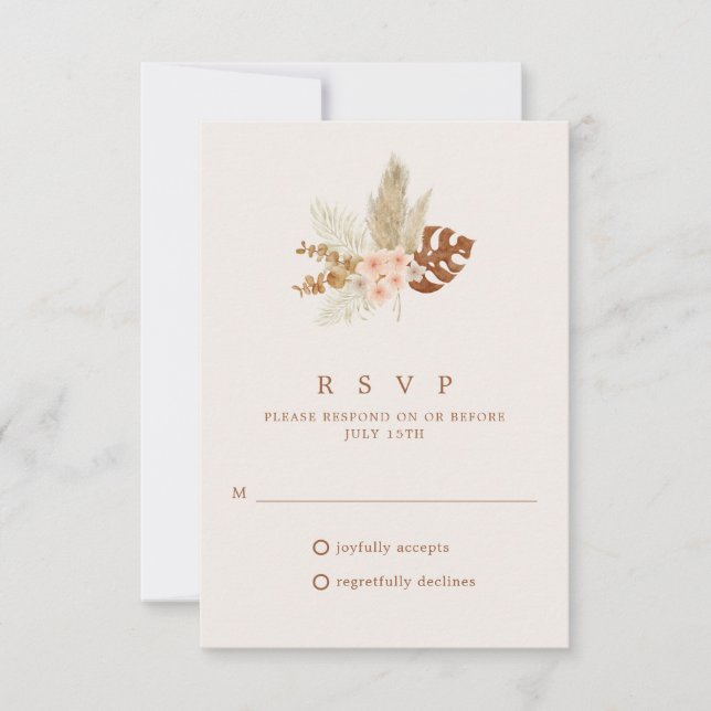 Boho Fall Blume Rustic Wedding RSVP (Vorderseite)