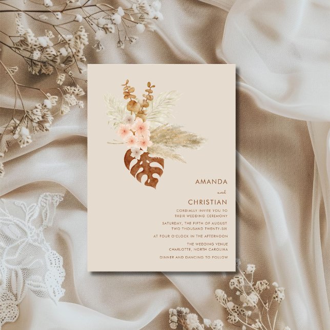 Boho Fall Blume Rustikale Hochzeit im Freien Einladung (Boho Fall Flowers Rustic Outdoor Wedding Invitation)