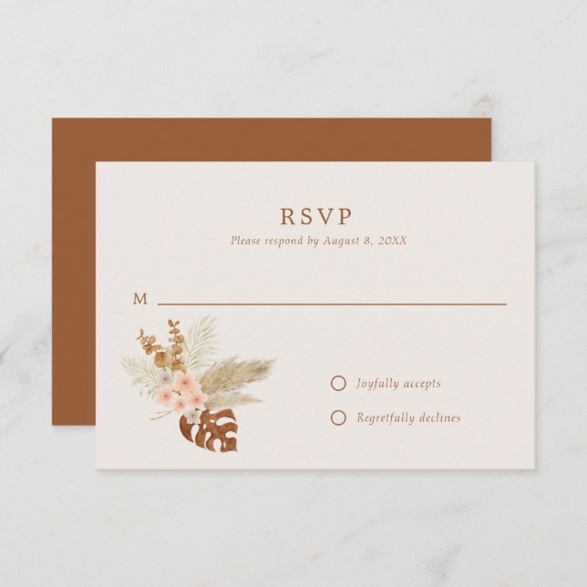 Boho Fall Blume Rustikale Hochzeit im Freien RSVP Karte (Vorne/Hinten)