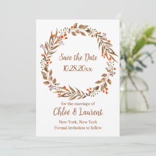 Boho Fall Blume Wreath Wedding Save The Date