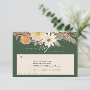 BOHO Fall Blumenwald Grüne Pampas Grass Hochzeit RSVP Karte