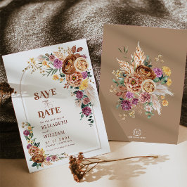 Boho Fall Burnt Orange Lila Floral Save the Date