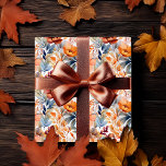 Boho Fall Floral Blooms Terracotta Apricot Blau Geschenkpapier<br><div class="desc">Schöner Boho im Stil,  dieser Wasserfarbenfall | Herbstmuster mit Blume in Aprikose,  duskische Rose und Terrakotta mit hellen bis dunkelblauen Blättern auf weißem Hintergrund. Ideal für Herbstfeiern,  von Brautkundgebungen über Hochzeiten bis hin zu Babyduschen und Geburtstagsfeiern.</div>