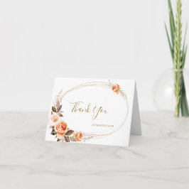 Boho Fall Floral Burnt Orange Wedding Dankeskarte