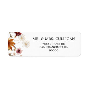 Boho Fall Floral Envelope Rücksendeadresse