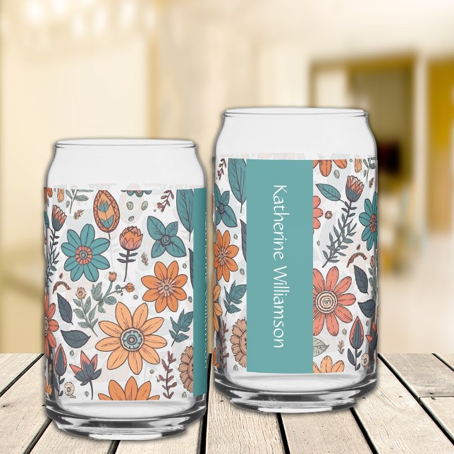 Boho Fall Floral Erntedank Gifts Individuelle Name Dosenglas (Von Creator hochgeladen)