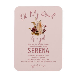 Boho Fall Floral Girl Babydusche Foto Magnet