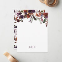Boho Fall Floral Mit Monogramm Stationierungskarte