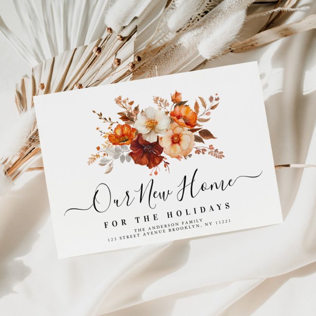 Boho fall floral New address Postkarte (Von Creator hochgeladen)